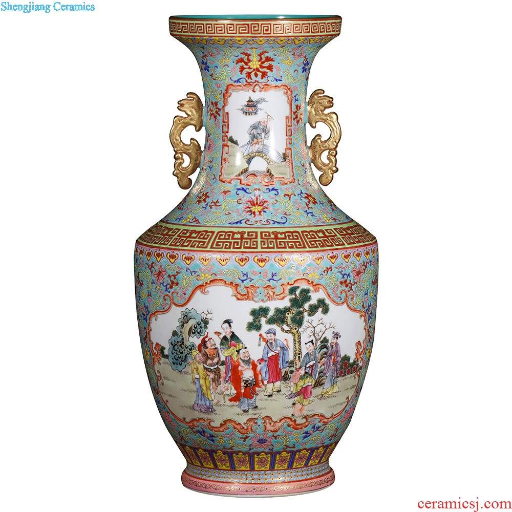 Jingdezhen ceramics furnishing articles imitation qing qianlong pastel bound branch grain ears gourd vases, Chinese style household decorations