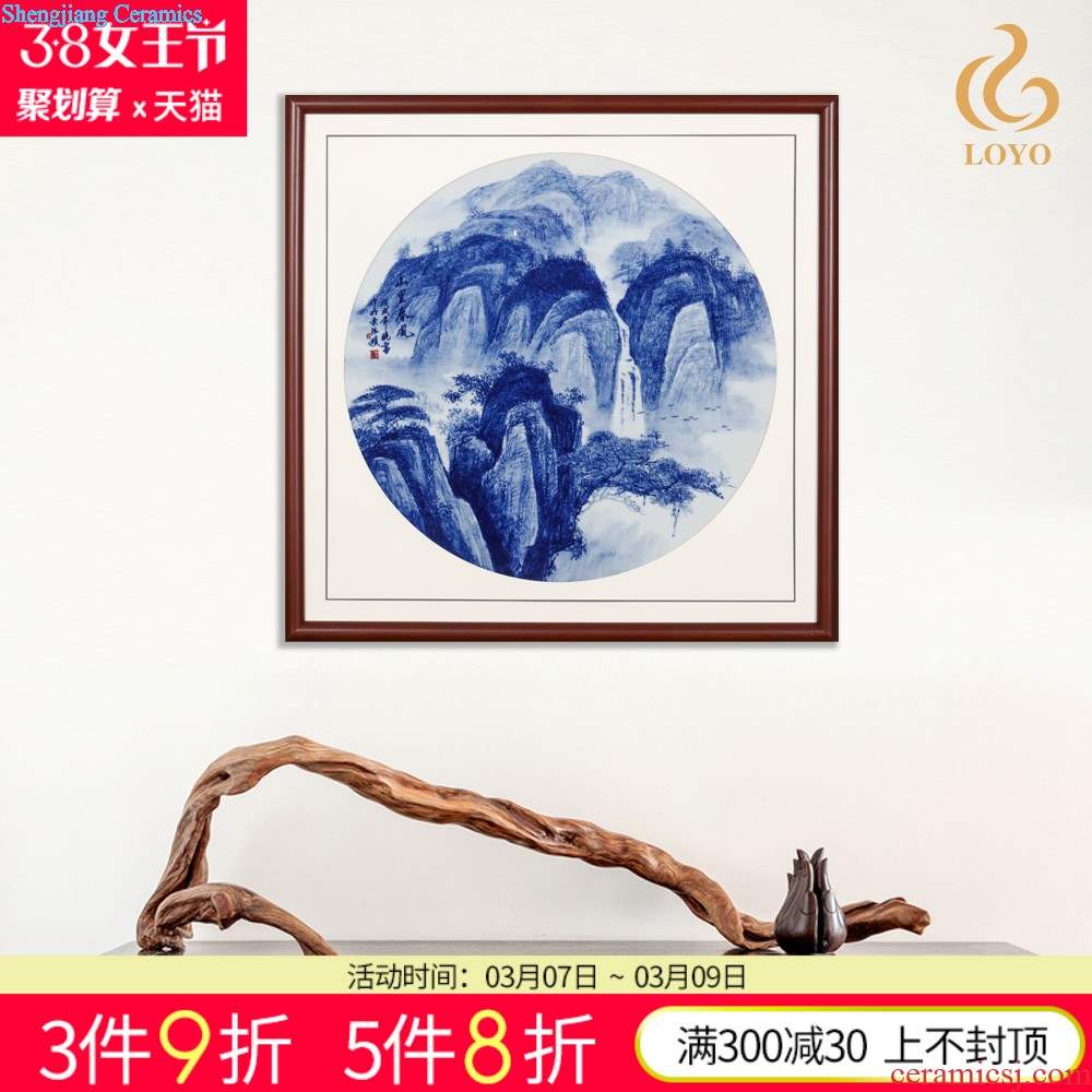 Jingdezhen ceramics porcelain plate painting shan jiang smoke adornment home sitting room background wall scenery hang a picture