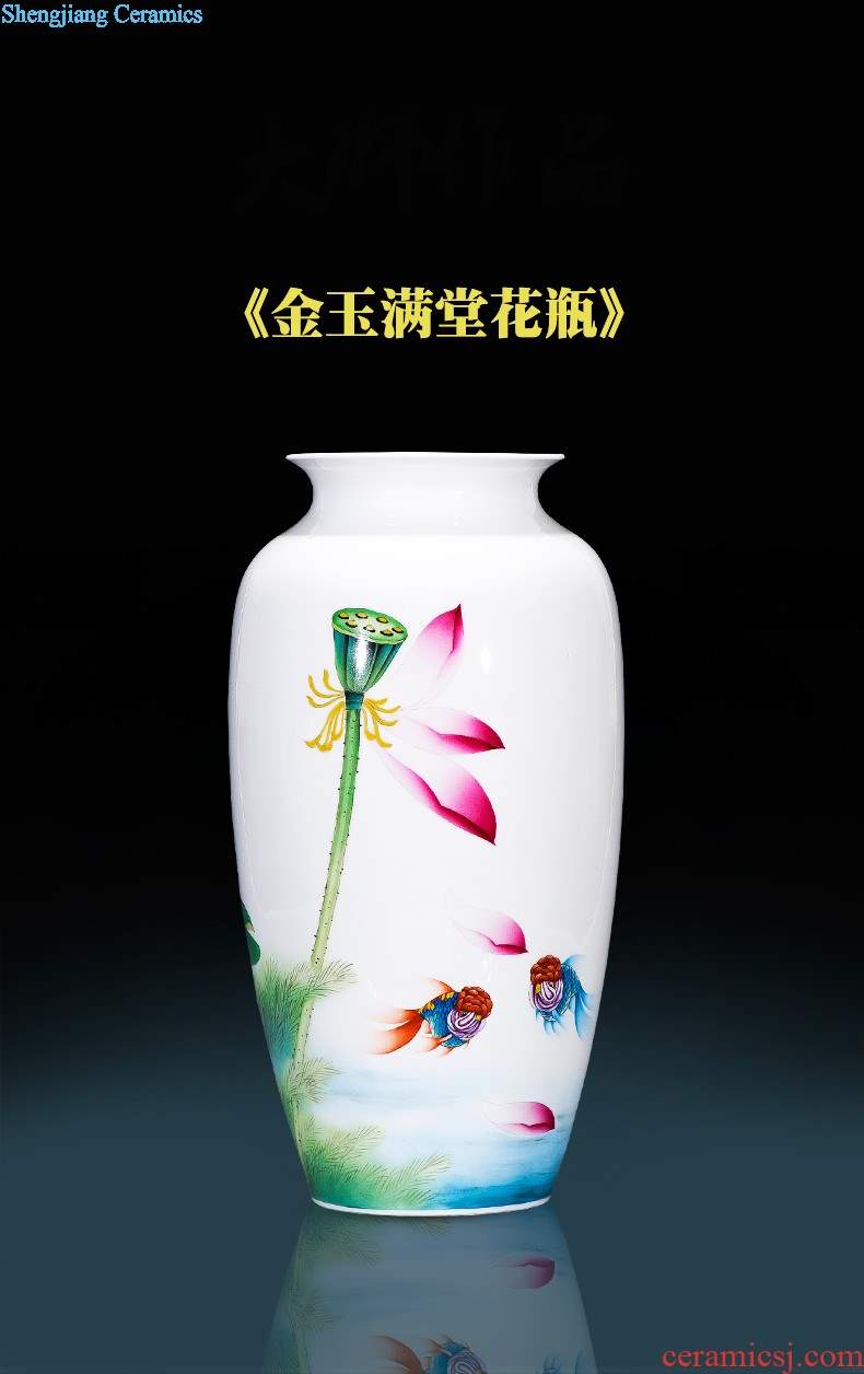 Jingdezhen ceramic porcelain antique blue and white porcelain vase colorful Chinese style home sitting room adornment rich ancient frame furnishing articles