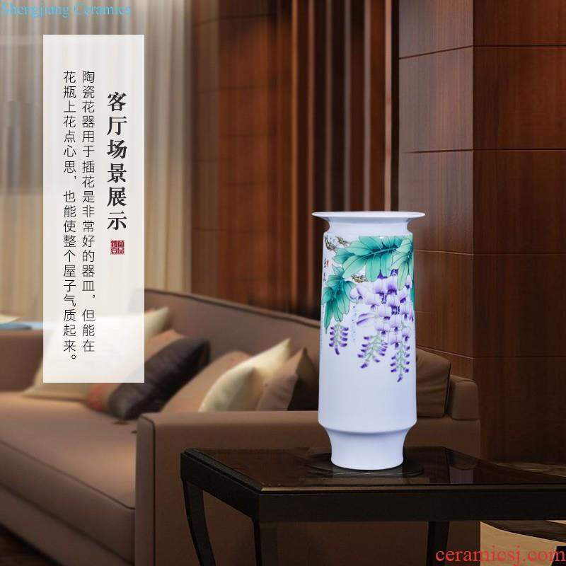 New Chinese style hand-painted kiln jingdezhen ceramics flower arranging big vase Chinese style living room home decoration collection furnishing articles