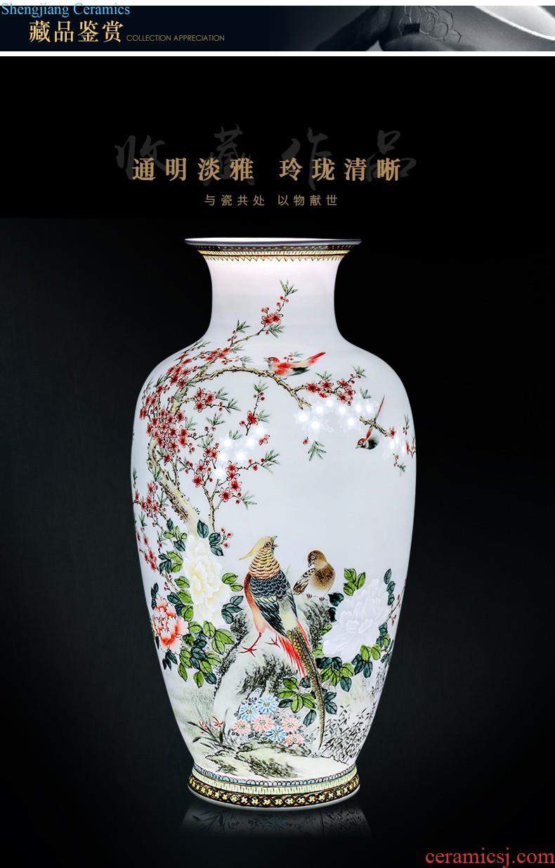 Jingdezhen ceramics hand carved decoration new Chinese modern bedroom living room decoration vase collection furnishing articles