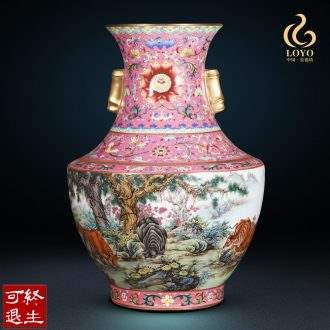 Jingdezhen ceramics vase furnishing articles imitation qing qianlong pea green glaze butterfly mei bottles of Chinese style household decorative arts and crafts