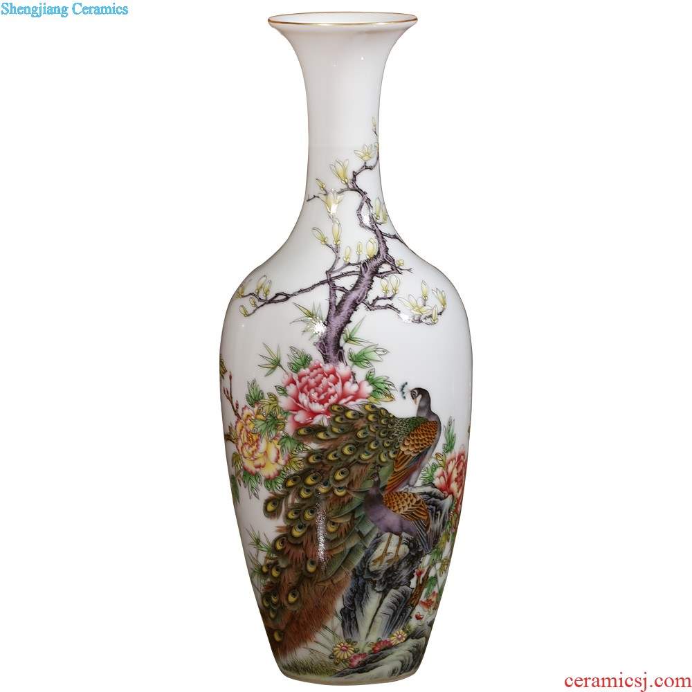 Jingdezhen ceramics vase household hand-painted yulan fragrance bottle yellow new Chinese style household adornment furnishing articles