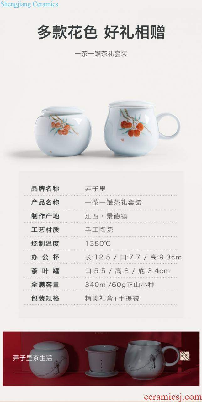 Pure manual hand-painted bound lotus flower blue only three tureen tea bowl of jingdezhen ceramic cups kung fu tea set