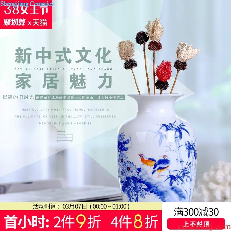 Jingdezhen ceramic bone China peony decorative plates by plate of new Chinese style household TV cabinet porch decorate furnishing articles