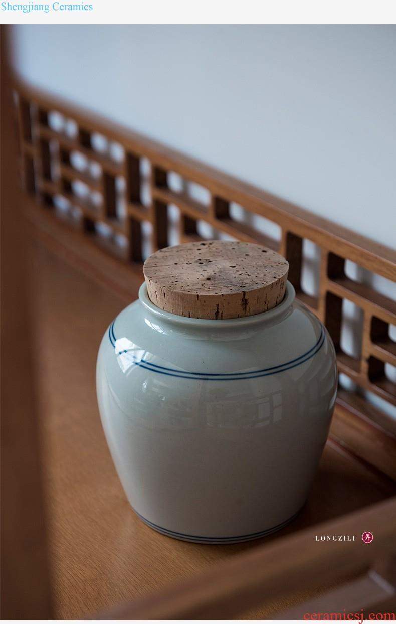 The tea pot ceramic seal in the son Receives storage jingdezhen porcelain pot of tea warehouse plant ash tea sets