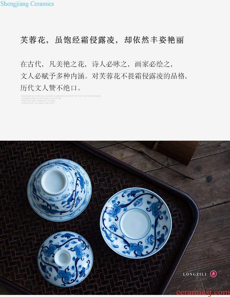 Kung fu tea set and contracted household ceramics glass hand-painted porcelain fair mug three tureen tea cup set