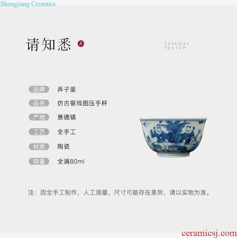 The Mid-Autumn festival gift Jingdezhen undressed ore color glaze Pure manual tureen kung fu tea cups ceramic tea set