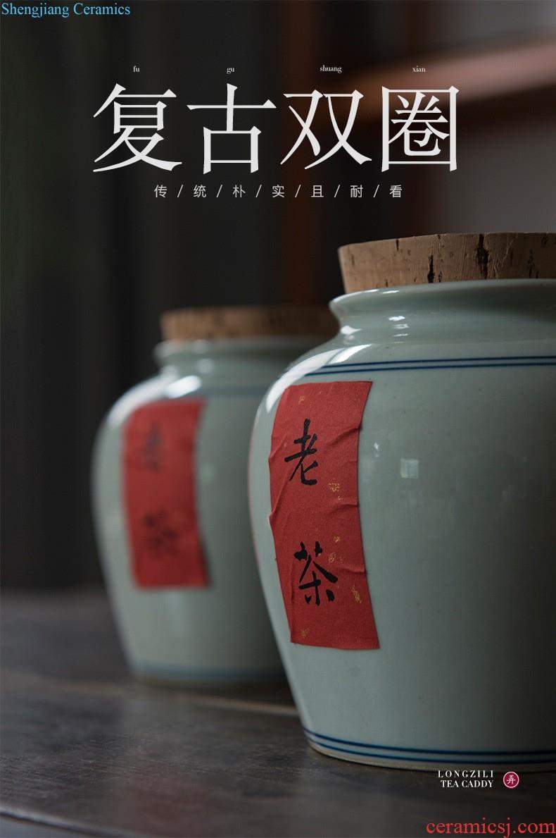 The tea pot ceramic seal in the son Receives storage jingdezhen porcelain pot of tea warehouse plant ash tea sets