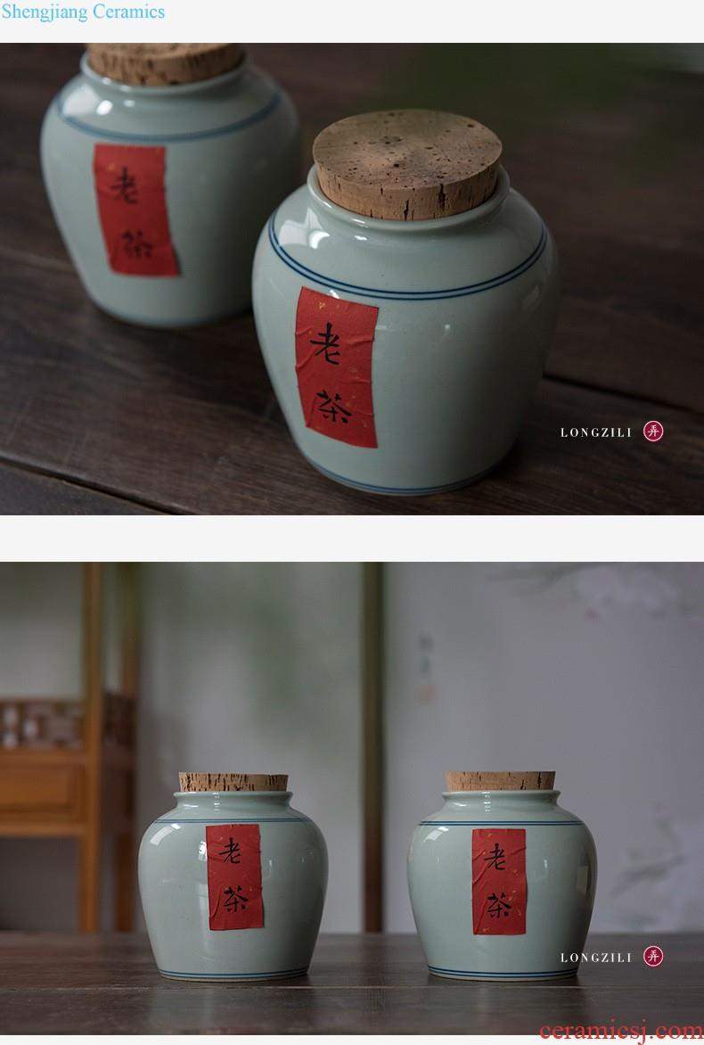 The tea pot ceramic seal in the son Receives storage jingdezhen porcelain pot of tea warehouse plant ash tea sets