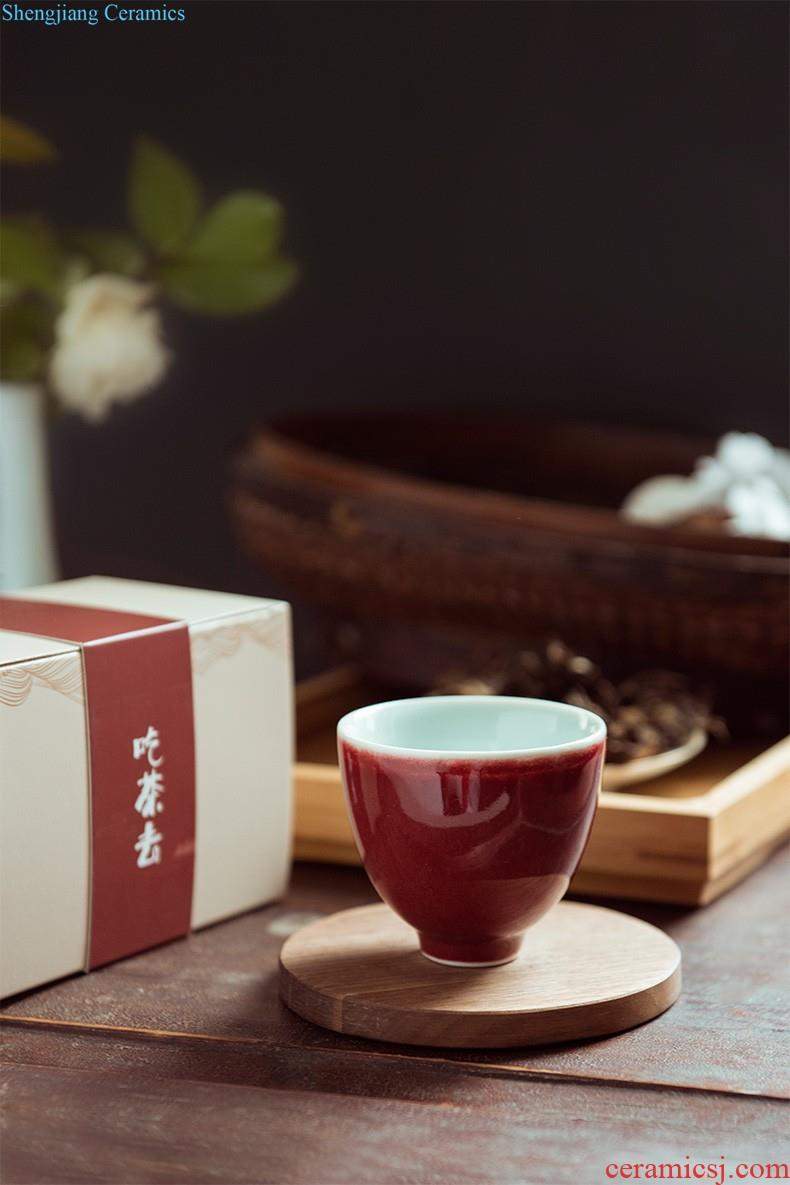 Jingdezhen kung fu tea cups ceramic tea set a single red porcelain sample tea cup, cup offering pure manual master cup single cup