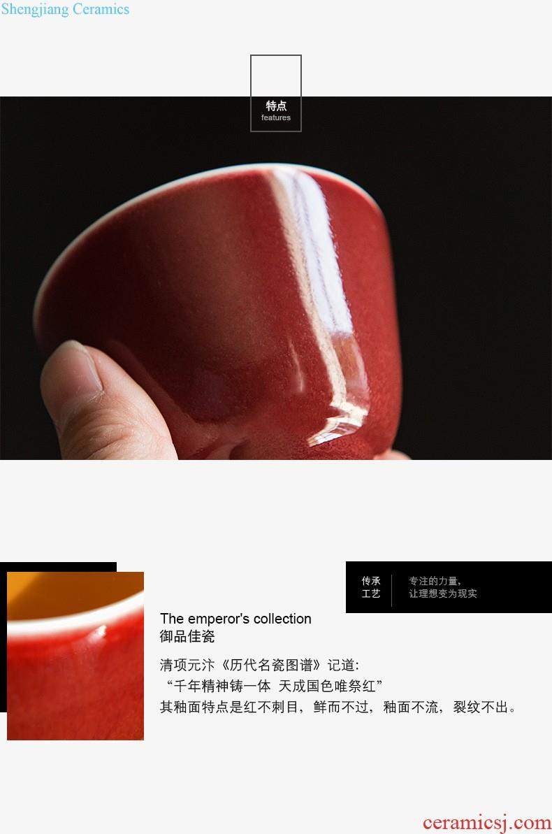 Jingdezhen kung fu tea cups ceramic tea set a single red porcelain sample tea cup, cup offering pure manual master cup single cup