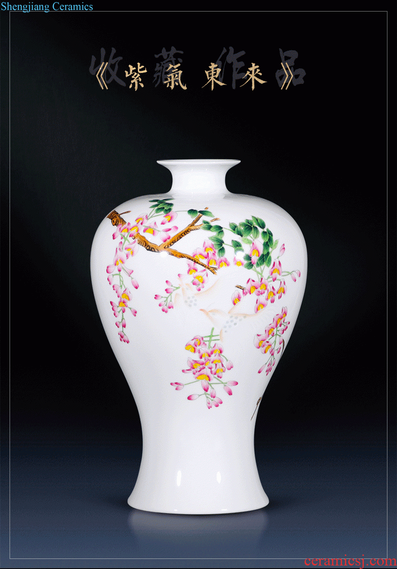 Jingdezhen ceramics vase flower arranging bouquets of dry place new Chinese style living room TV cabinet decoration home decoration