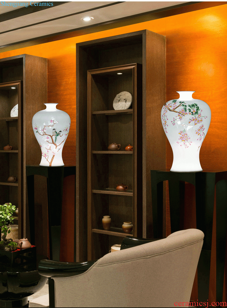 Jingdezhen ceramics vase flower arranging bouquets of dry place new Chinese style living room TV cabinet decoration home decoration