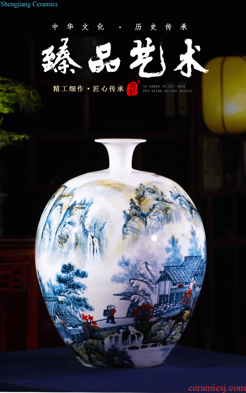 Jingdezhen ceramics vase hand-painted archaize large blue and white porcelain is the sitting room of Chinese style household adornment flower arranging furnishing articles