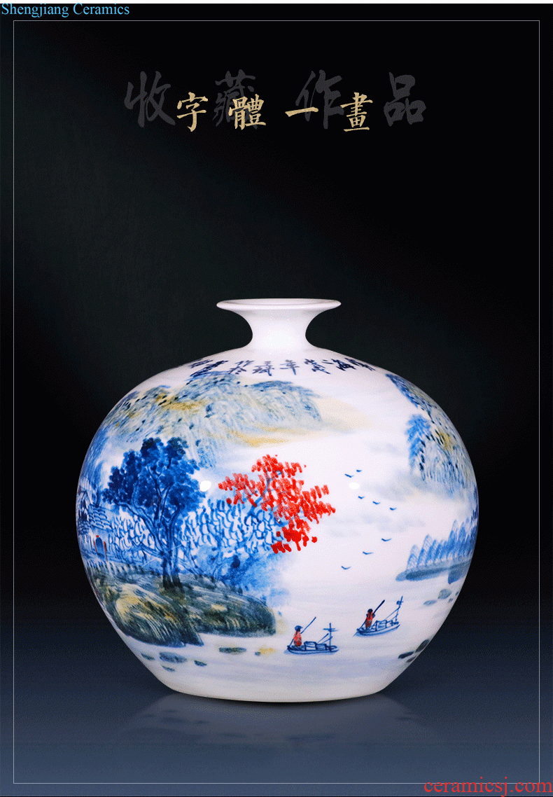 Jingdezhen ceramic creative furnishing articles jun porcelain kiln gourd vase contemporary household adornment wine sitting room decoration