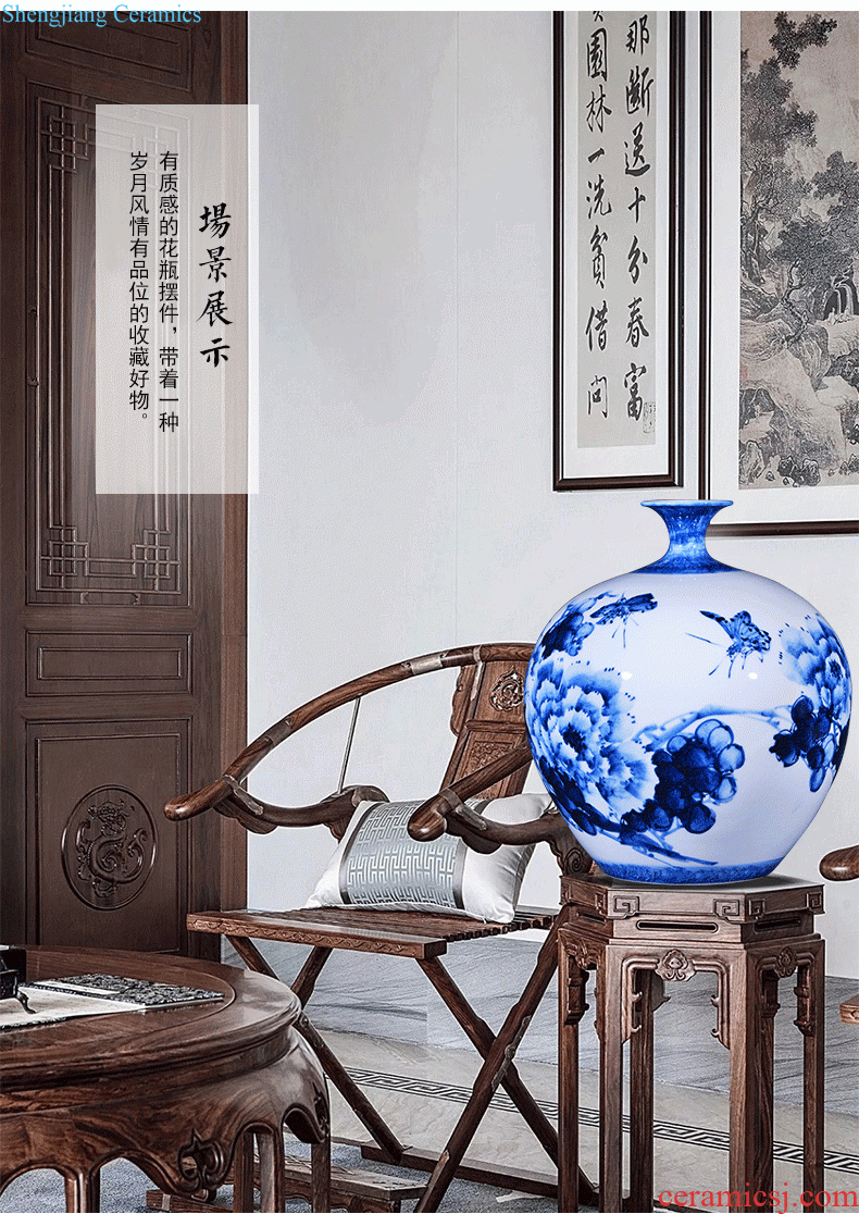 Jingdezhen ceramics vase flower arranging bouquets of dry place new Chinese style living room TV cabinet decoration home decoration