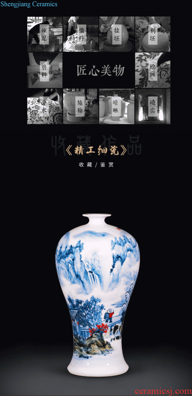 Jingdezhen ceramics hand-painted pomegranates of blue and white porcelain vase vases, Chinese porcelain of sitting room home furnishing articles