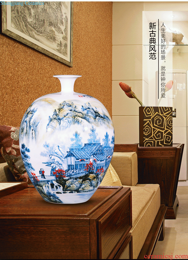 Jingdezhen ceramics vase hand-painted archaize large blue and white porcelain is the sitting room of Chinese style household adornment flower arranging furnishing articles