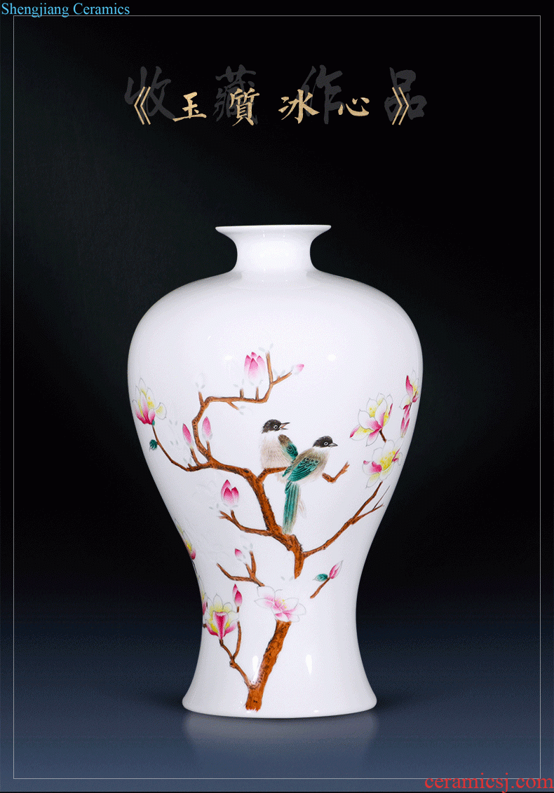 Jingdezhen ceramics vase flower arranging bouquets of dry place new Chinese style living room TV cabinet decoration home decoration