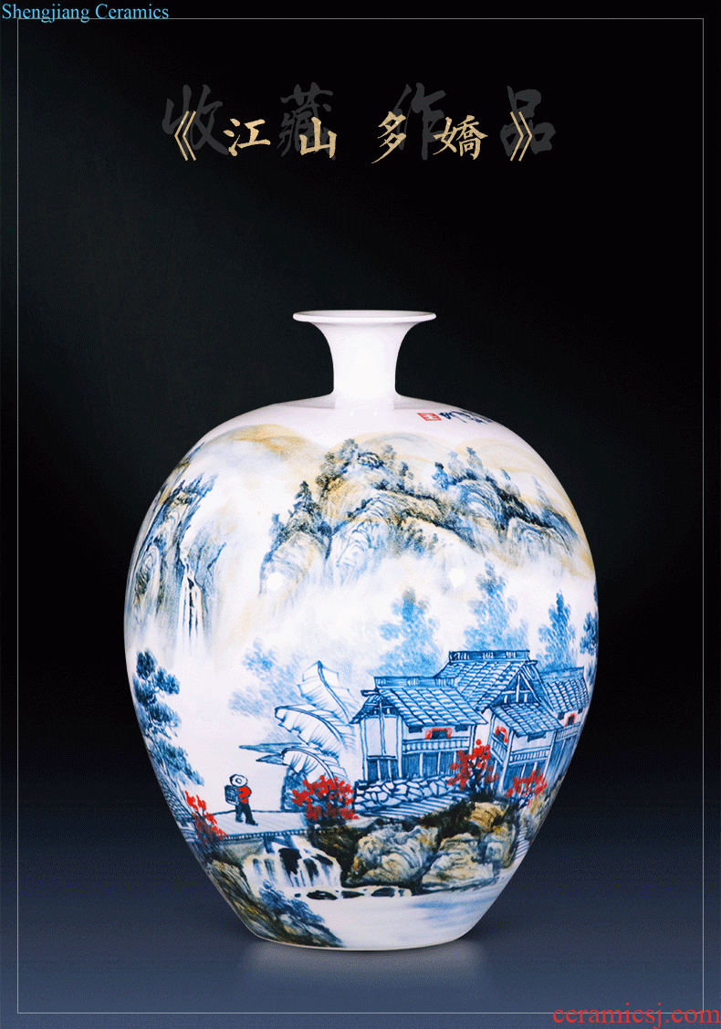 Jingdezhen ceramics vase hand-painted archaize large blue and white porcelain is the sitting room of Chinese style household adornment flower arranging furnishing articles