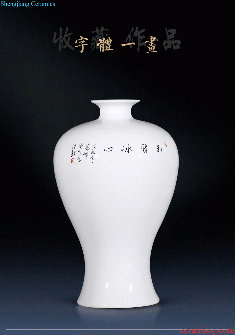 Jingdezhen ceramics vase flower arranging bouquets of dry place new Chinese style living room TV cabinet decoration home decoration