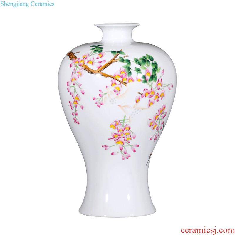 Jingdezhen ceramics vase flower arranging bouquets of dry place new Chinese style living room TV cabinet decoration home decoration