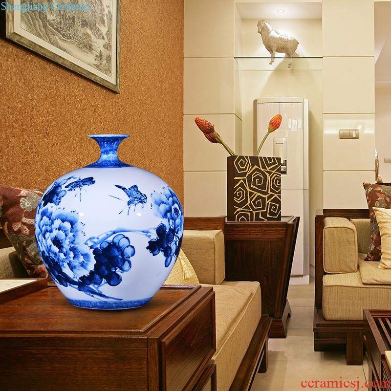 Jingdezhen ceramics vase flower arranging bouquets of dry place new Chinese style living room TV cabinet decoration home decoration