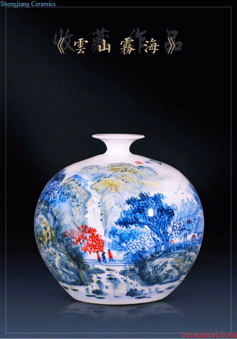 Jingdezhen ceramic creative furnishing articles jun porcelain kiln gourd vase contemporary household adornment wine sitting room decoration