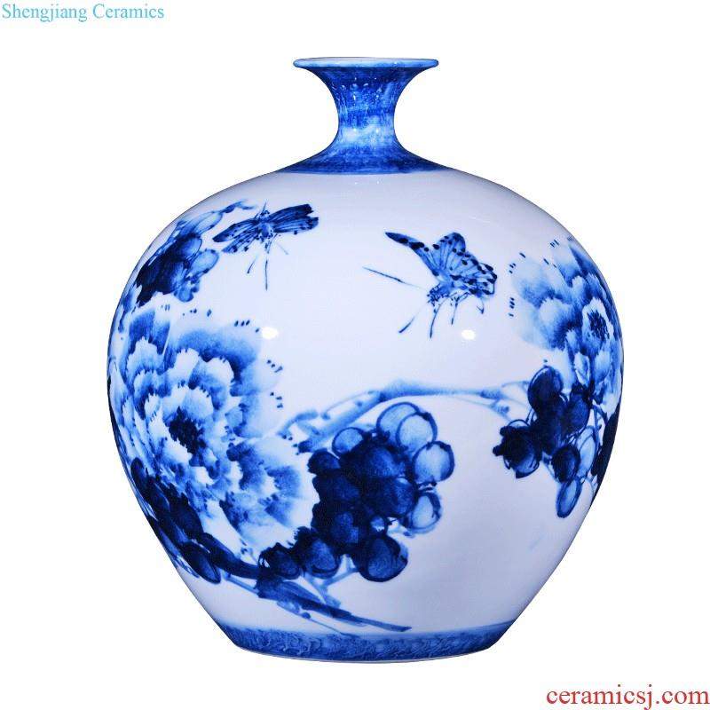 Jingdezhen ceramics vase flower arranging bouquets of dry place new Chinese style living room TV cabinet decoration home decoration