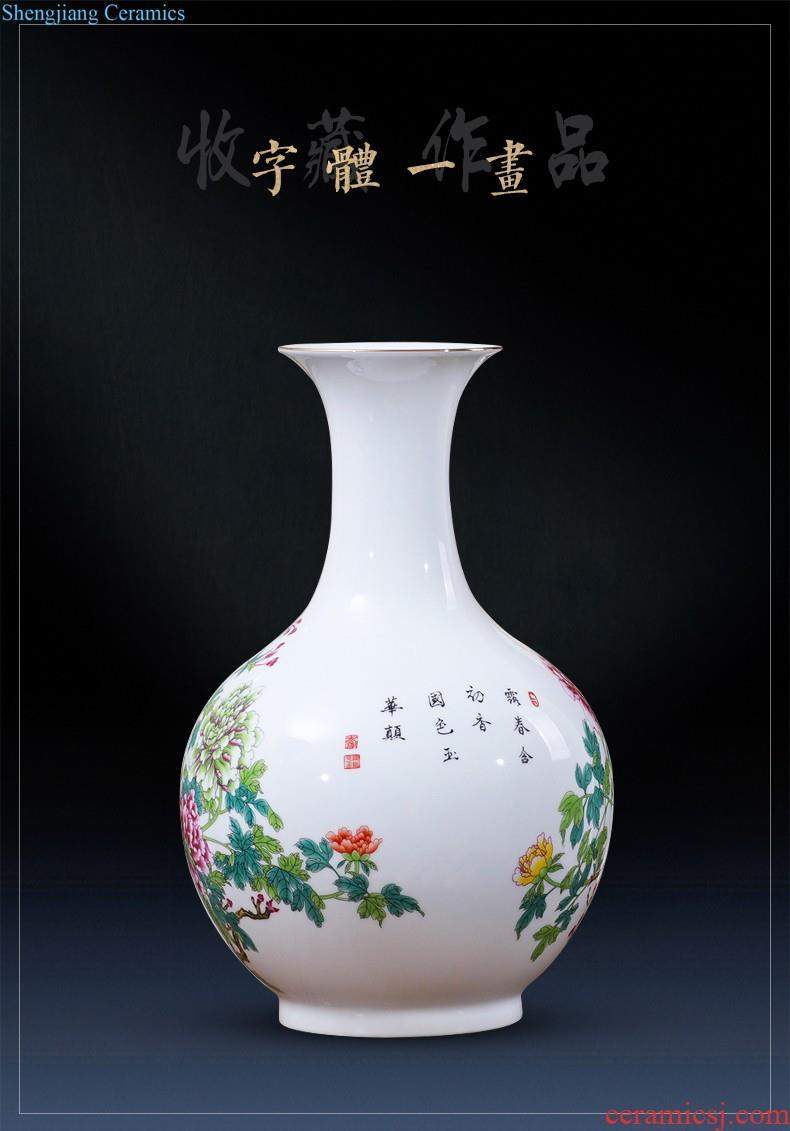 Jingdezhen ceramic vase furnishing articles flower arranging archaize sitting room both ears of blue and white porcelain vases, new Chinese style household decorations