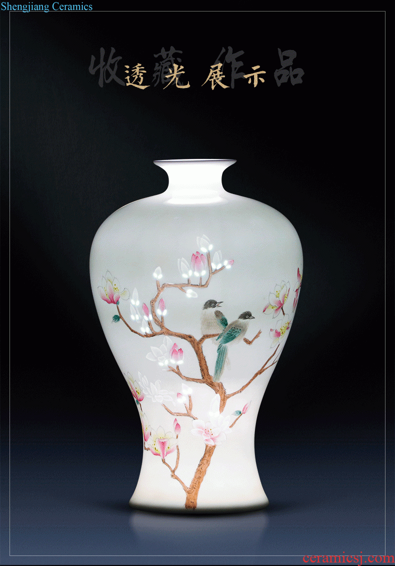 Jingdezhen ceramics vase flower arranging bouquets of dry place new Chinese style living room TV cabinet decoration home decoration