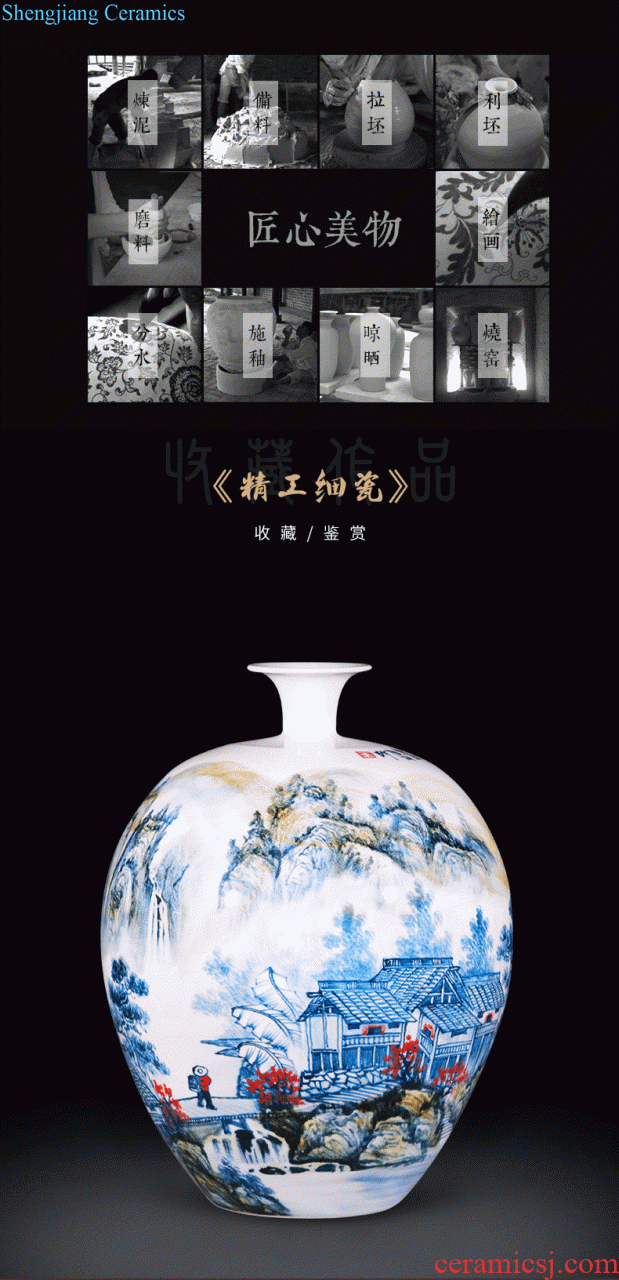 Jingdezhen ceramics vase hand-painted archaize large blue and white porcelain is the sitting room of Chinese style household adornment flower arranging furnishing articles