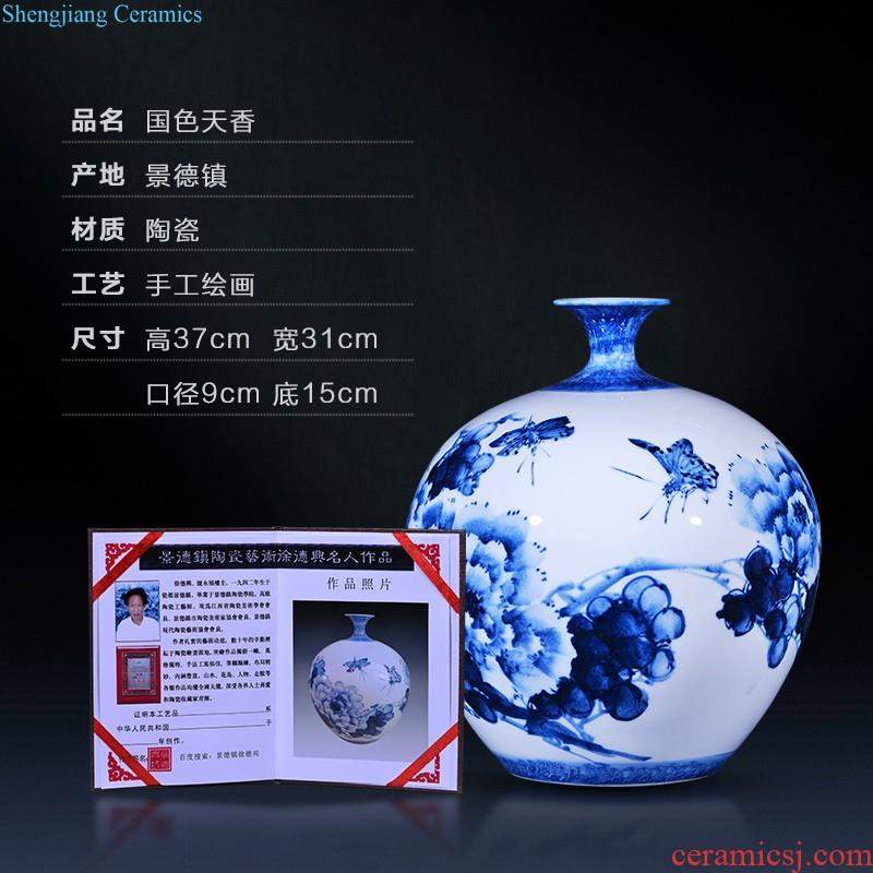 Jingdezhen ceramics vase flower arranging bouquets of dry place new Chinese style living room TV cabinet decoration home decoration