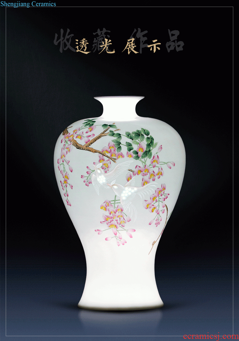 Jingdezhen ceramics vase flower arranging bouquets of dry place new Chinese style living room TV cabinet decoration home decoration