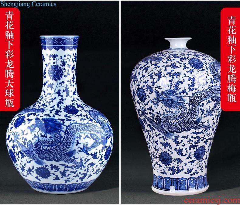 Master of jingdezhen blue and white porcelain ceramic vase hand-painted mei bottles of modern home decoration mountains scenery of jiangnan furnishing articles