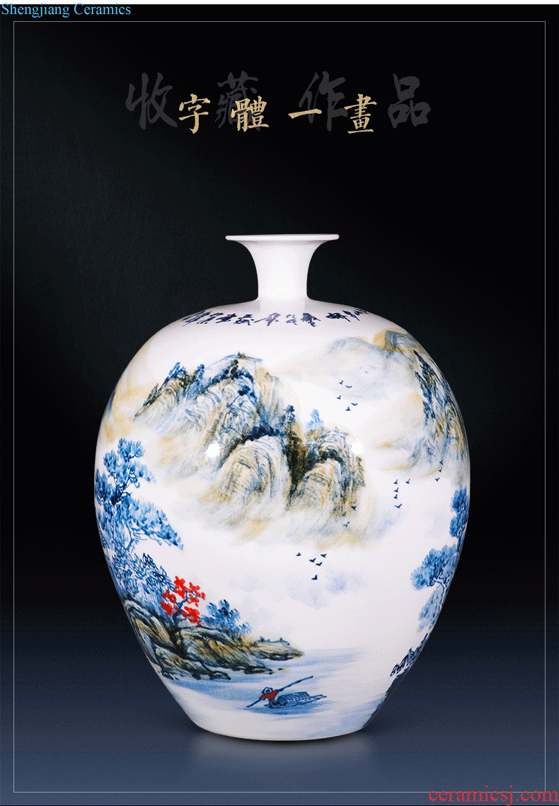 Jingdezhen ceramics vase hand-painted archaize large blue and white porcelain is the sitting room of Chinese style household adornment flower arranging furnishing articles