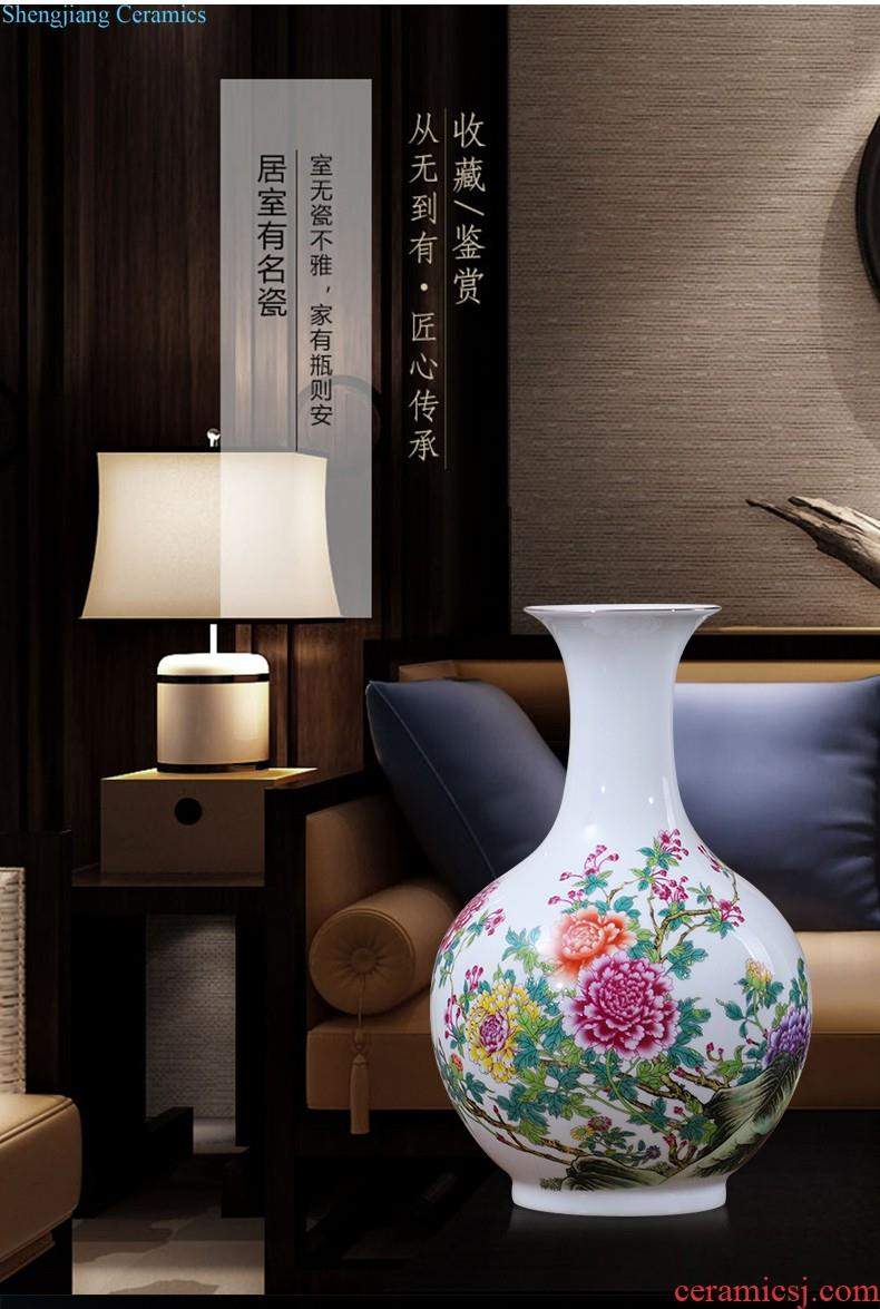 Jingdezhen ceramic vase furnishing articles flower arranging archaize sitting room both ears of blue and white porcelain vases, new Chinese style household decorations