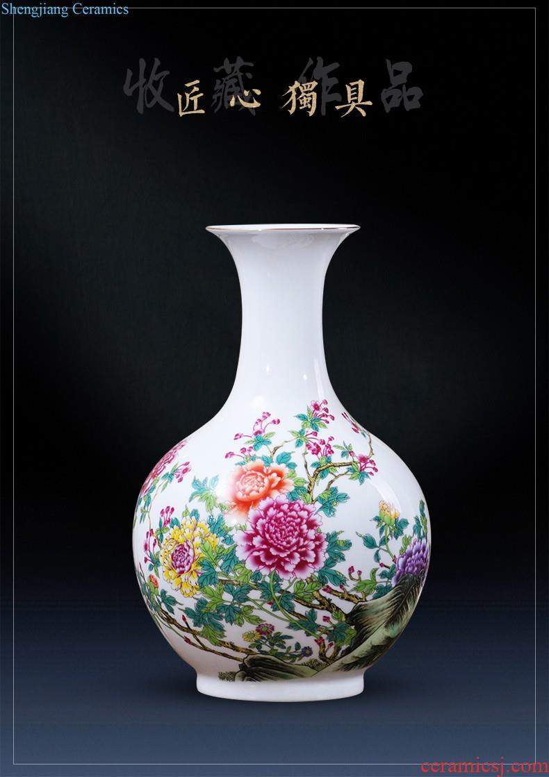 Jingdezhen ceramic vase furnishing articles flower arranging archaize sitting room both ears of blue and white porcelain vases, new Chinese style household decorations