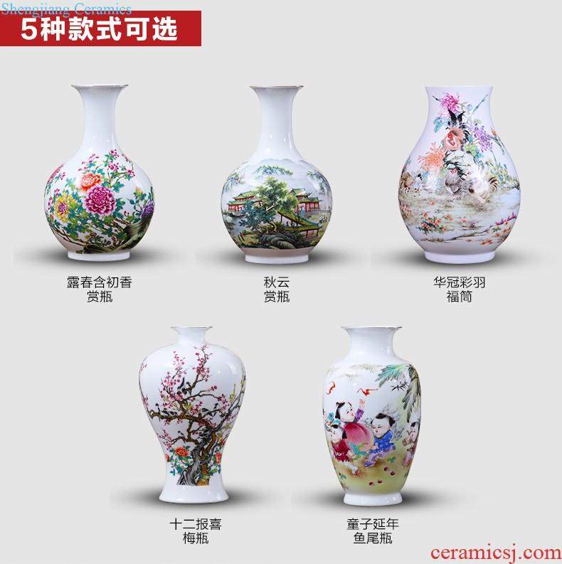 Jingdezhen ceramic vase furnishing articles flower arranging archaize sitting room both ears of blue and white porcelain vases, new Chinese style household decorations