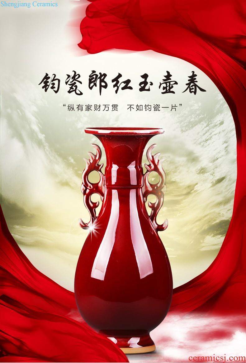 Jingdezhen ceramic vase furnishing articles Chinese red a thriving business big gourd flower arranging flower implement modern home decoration