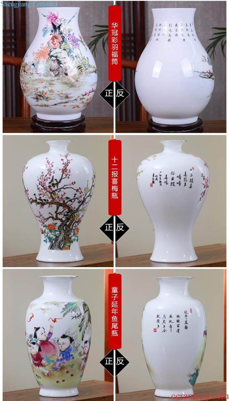 Jingdezhen ceramic vase furnishing articles flower arranging archaize sitting room both ears of blue and white porcelain vases, new Chinese style household decorations