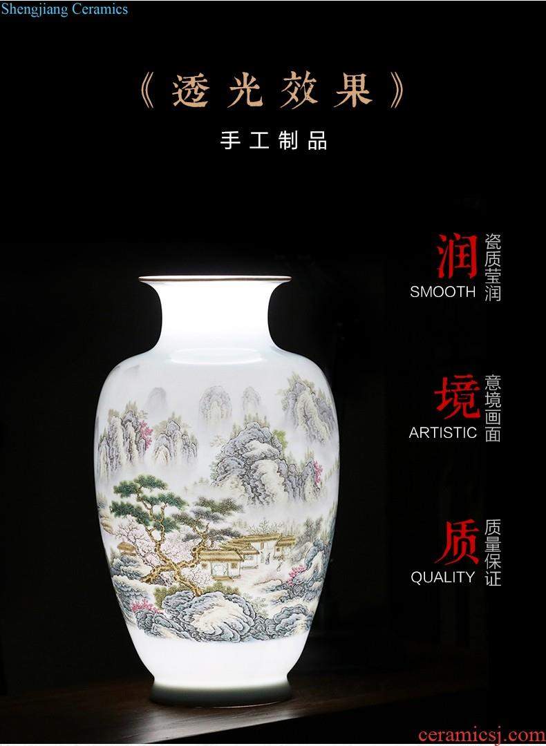 Jingdezhen ceramic furnishing articles hand-painted under the ground of blue and white porcelain vase porcelain glaze color longteng design home decoration