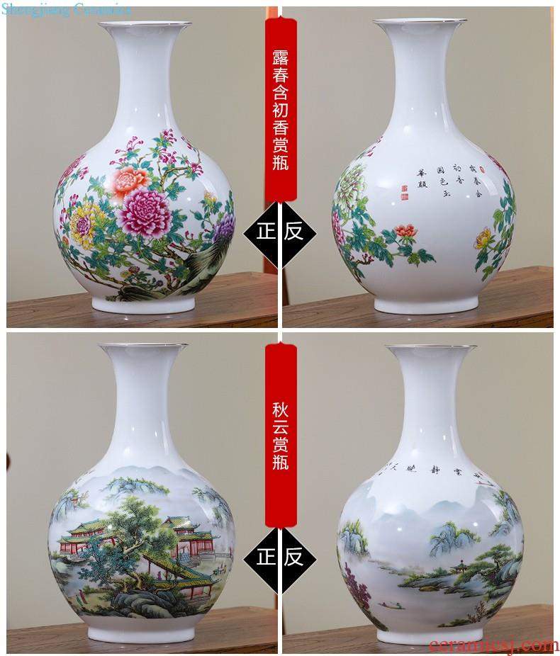 Jingdezhen ceramic vase furnishing articles flower arranging archaize sitting room both ears of blue and white porcelain vases, new Chinese style household decorations