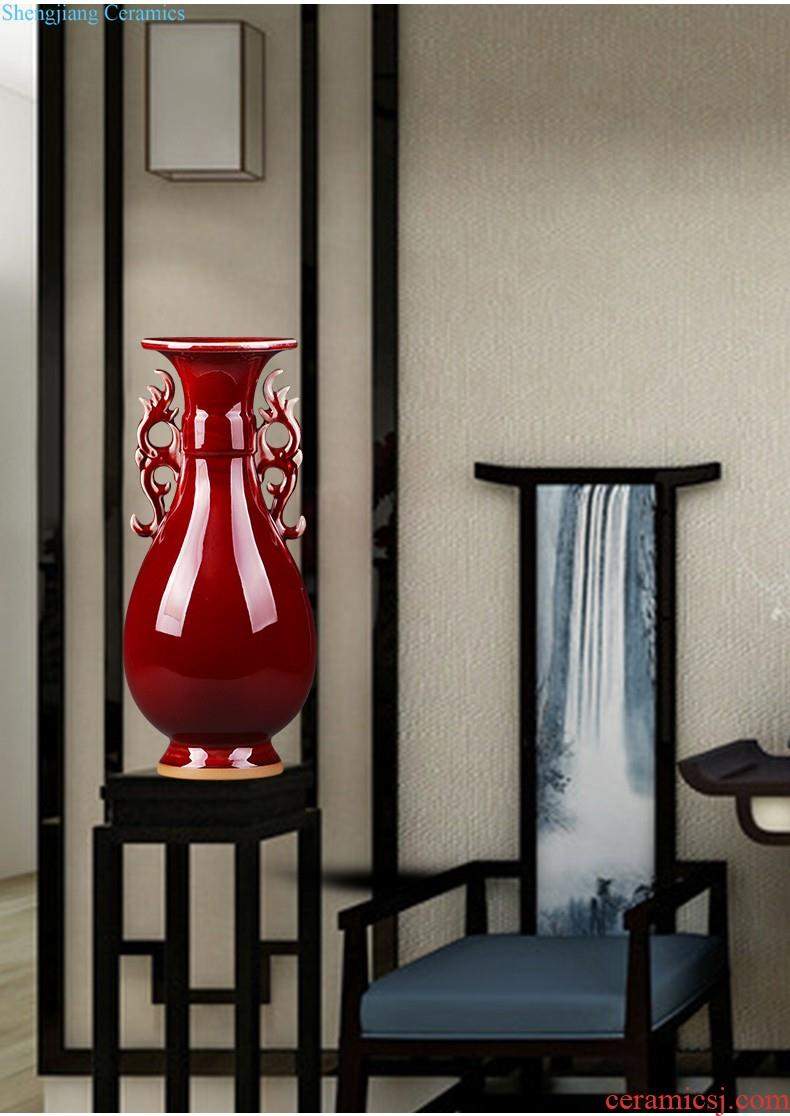 Jingdezhen ceramic vase furnishing articles Chinese red a thriving business big gourd flower arranging flower implement modern home decoration