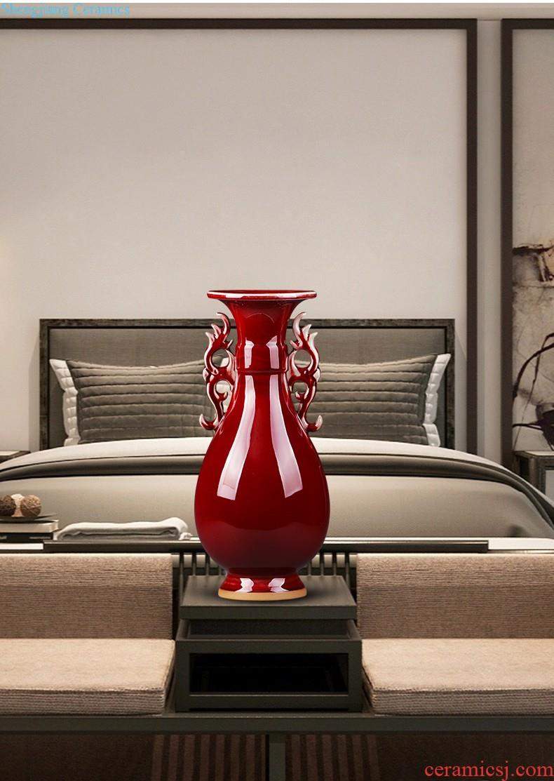 Jingdezhen ceramic vase furnishing articles Chinese red a thriving business big gourd flower arranging flower implement modern home decoration