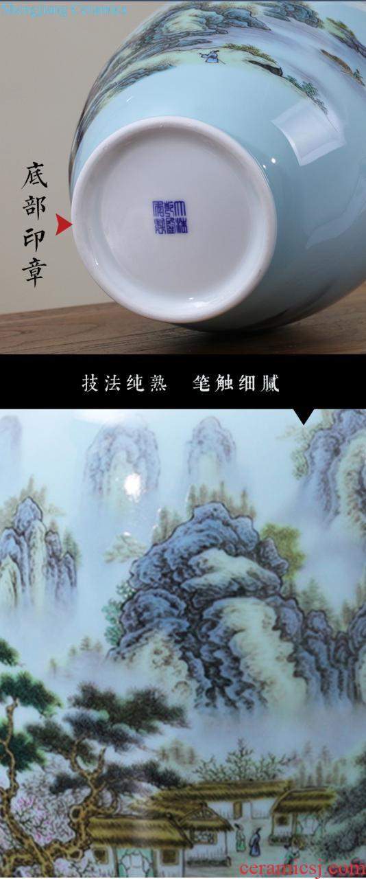 Jingdezhen ceramic furnishing articles hand-painted under the ground of blue and white porcelain vase porcelain glaze color longteng design home decoration