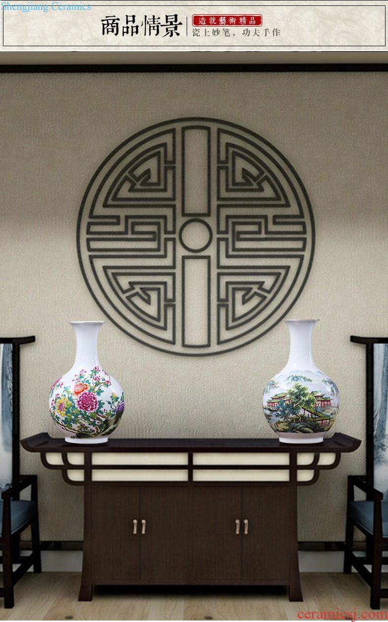 Jingdezhen ceramic vase furnishing articles flower arranging archaize sitting room both ears of blue and white porcelain vases, new Chinese style household decorations