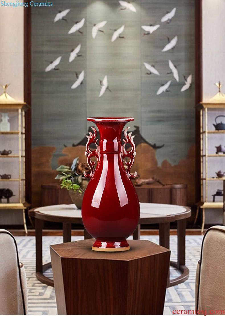 Jingdezhen ceramic vase furnishing articles Chinese red a thriving business big gourd flower arranging flower implement modern home decoration