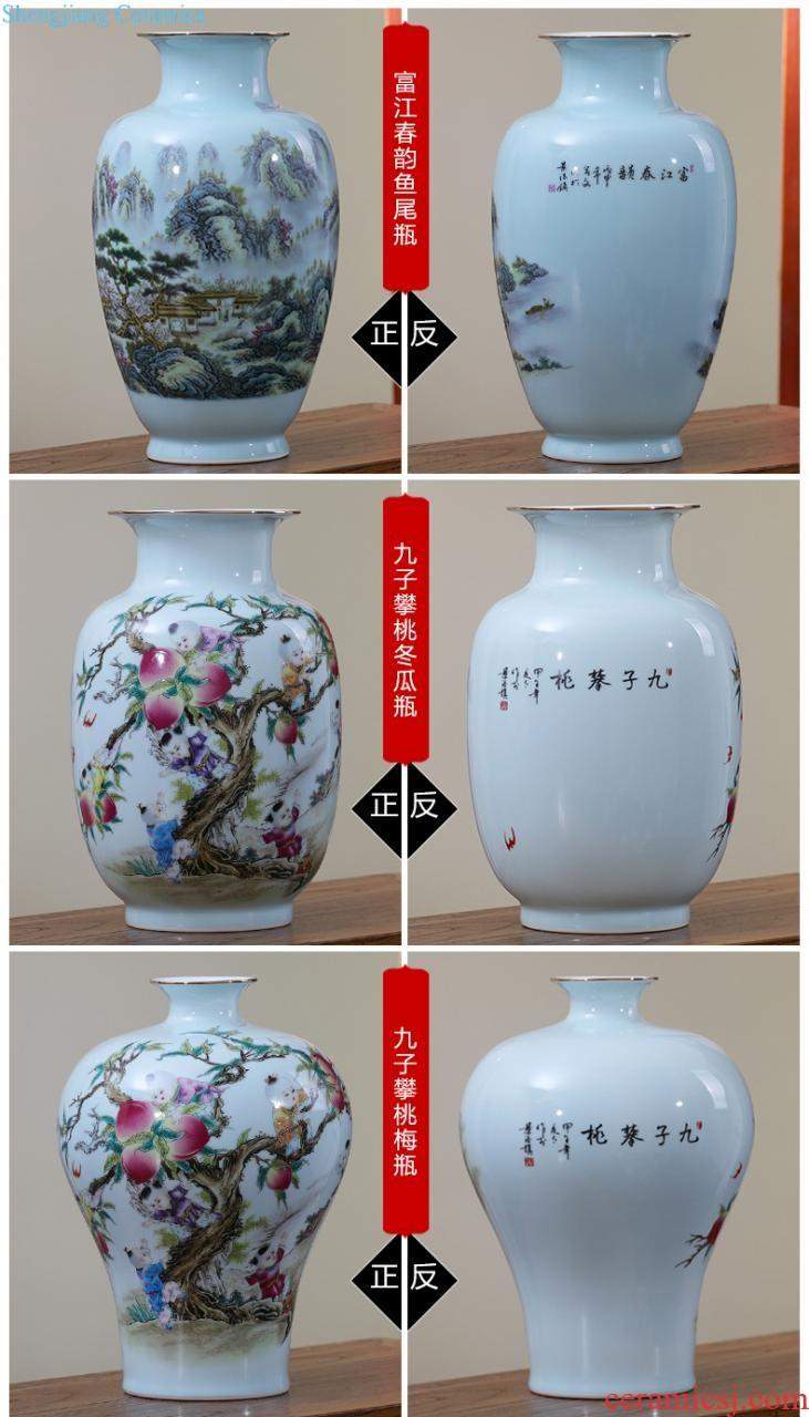 Jingdezhen ceramic furnishing articles hand-painted under the ground of blue and white porcelain vase porcelain glaze color longteng design home decoration